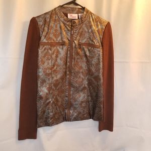 Fleur by David Rodriguez Brown Teal Floral Jacket